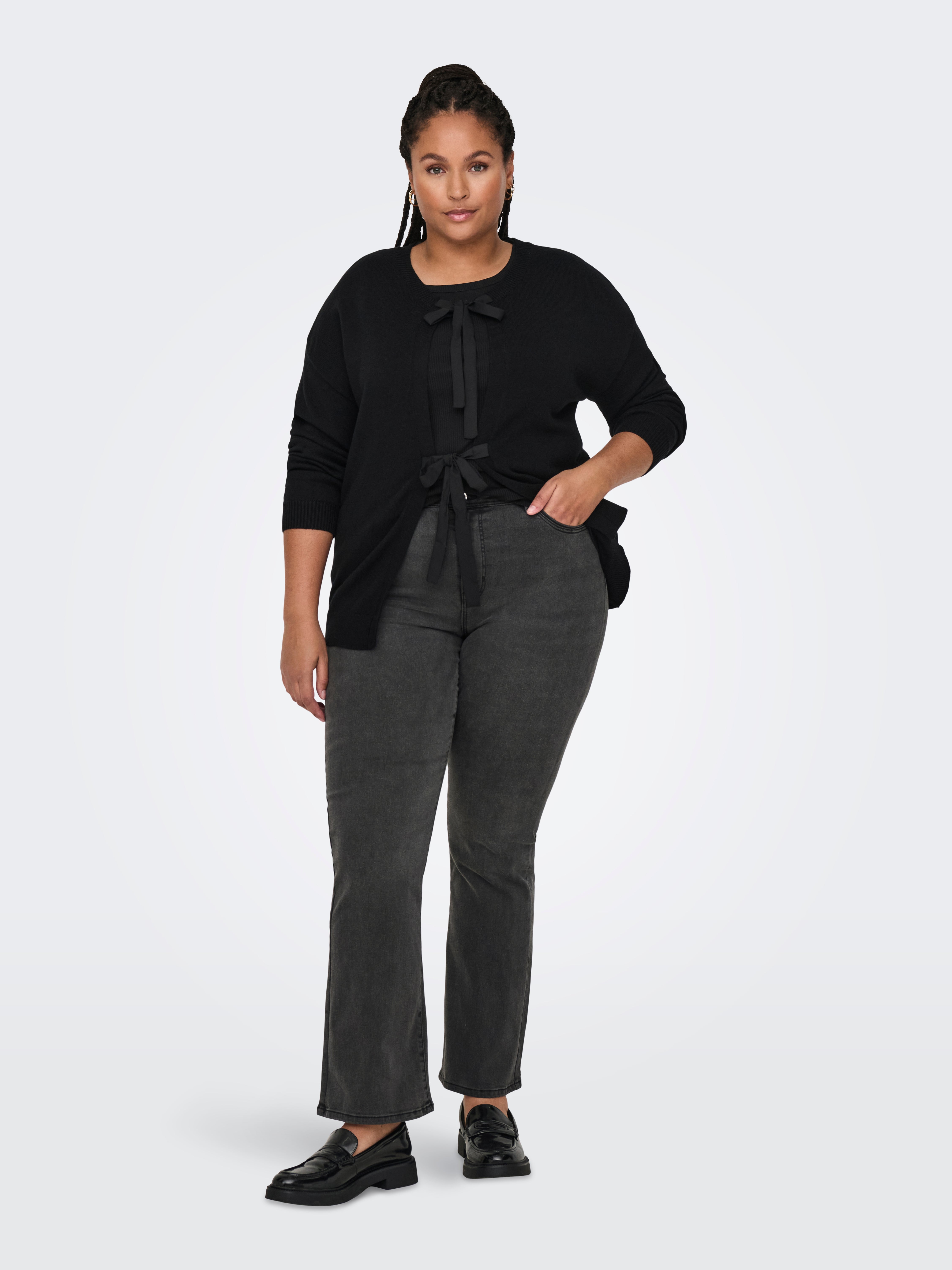 CARALLY Hohe Taille Ausgestellt Jeans Dark Grey Denim