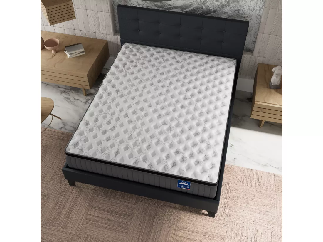 Ensemble Matelas + lit 140x190 cm avec tête de lit, ép. 30cm à mémoire de forme