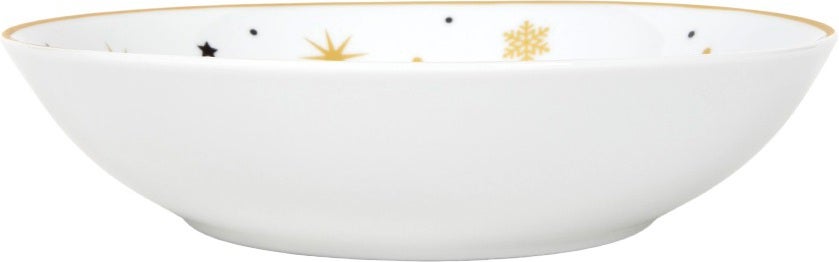 Soepbord Sneeuwvlok zwart / goud D 21 H 5 cm