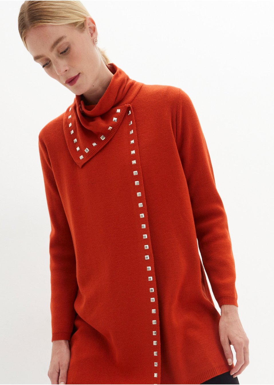 Gilet long en maille avec détails rivets