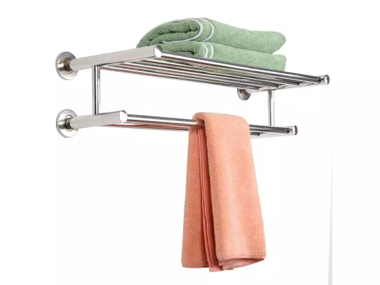 Support de serviette salle de bain, Porte-serviettes mural, Barres de serviette 60 x 22.5 x 16 cm