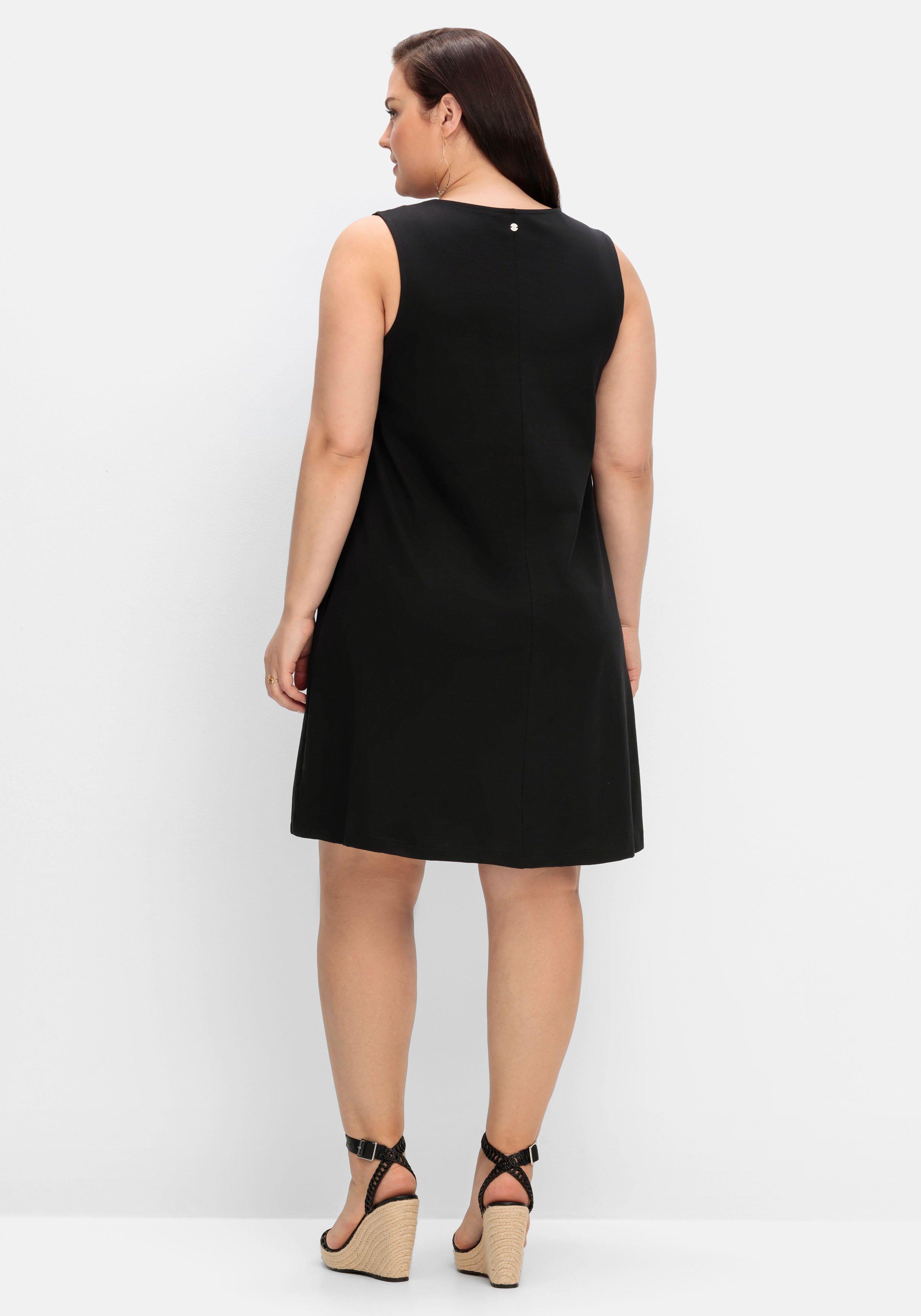 Ärmelloses Jerseykleid mit Taschen, in A-Linie