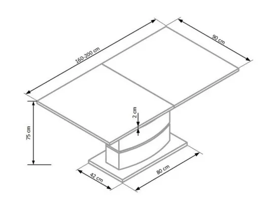 Table extensible blanc laqué 160-200x90cm Elena