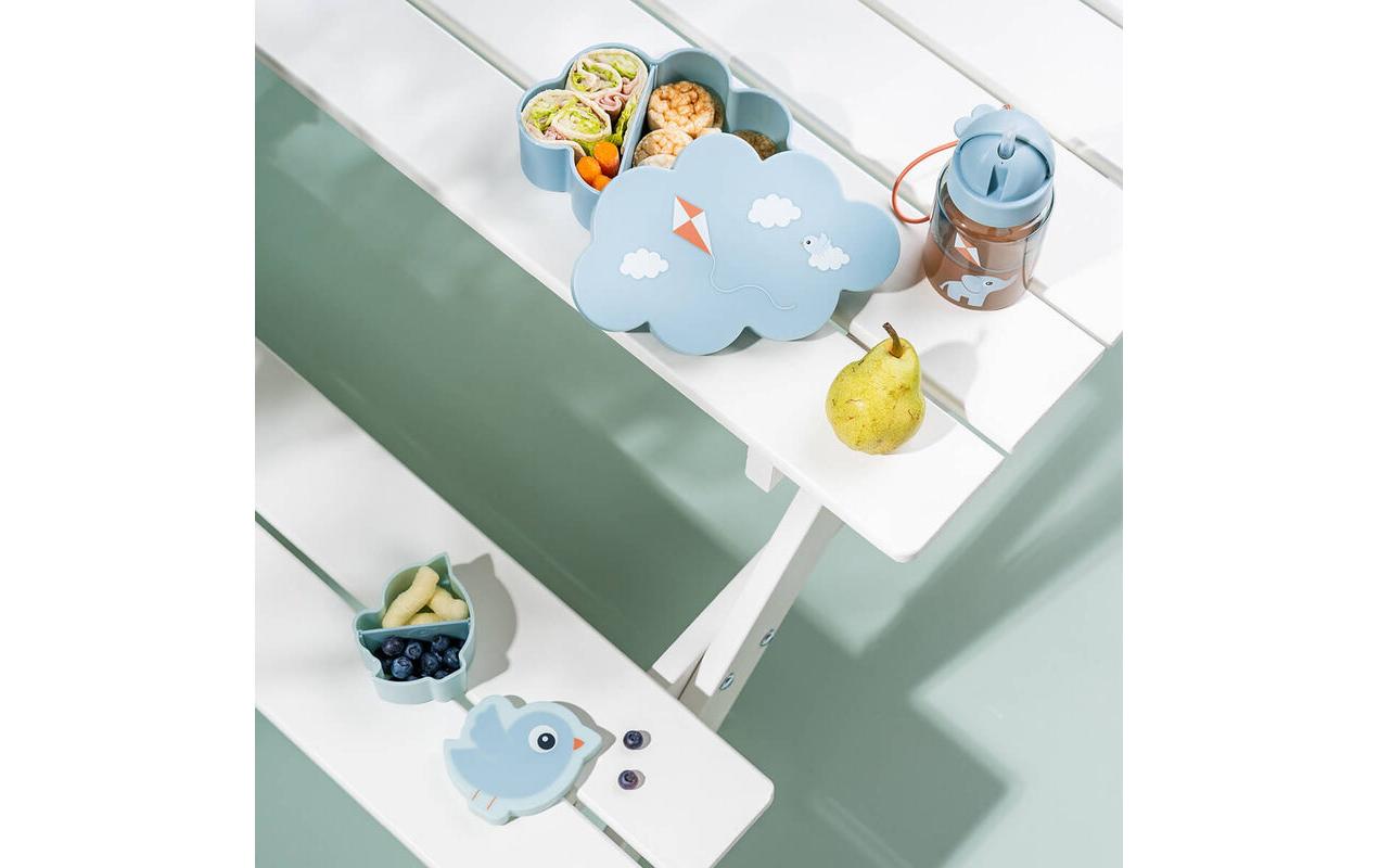 Lunchbox mit Strohhlamflasche BlauSnack- und Lunchbox