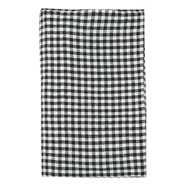 Gabrielle Paris Nappe en lin lavé vichy | Noir