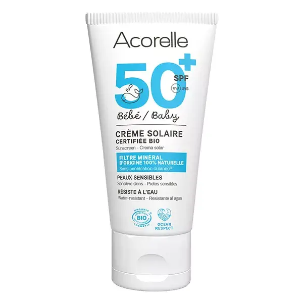 Protetor solar orgânico para bebês Acorelle FPS 50+ 50ml
