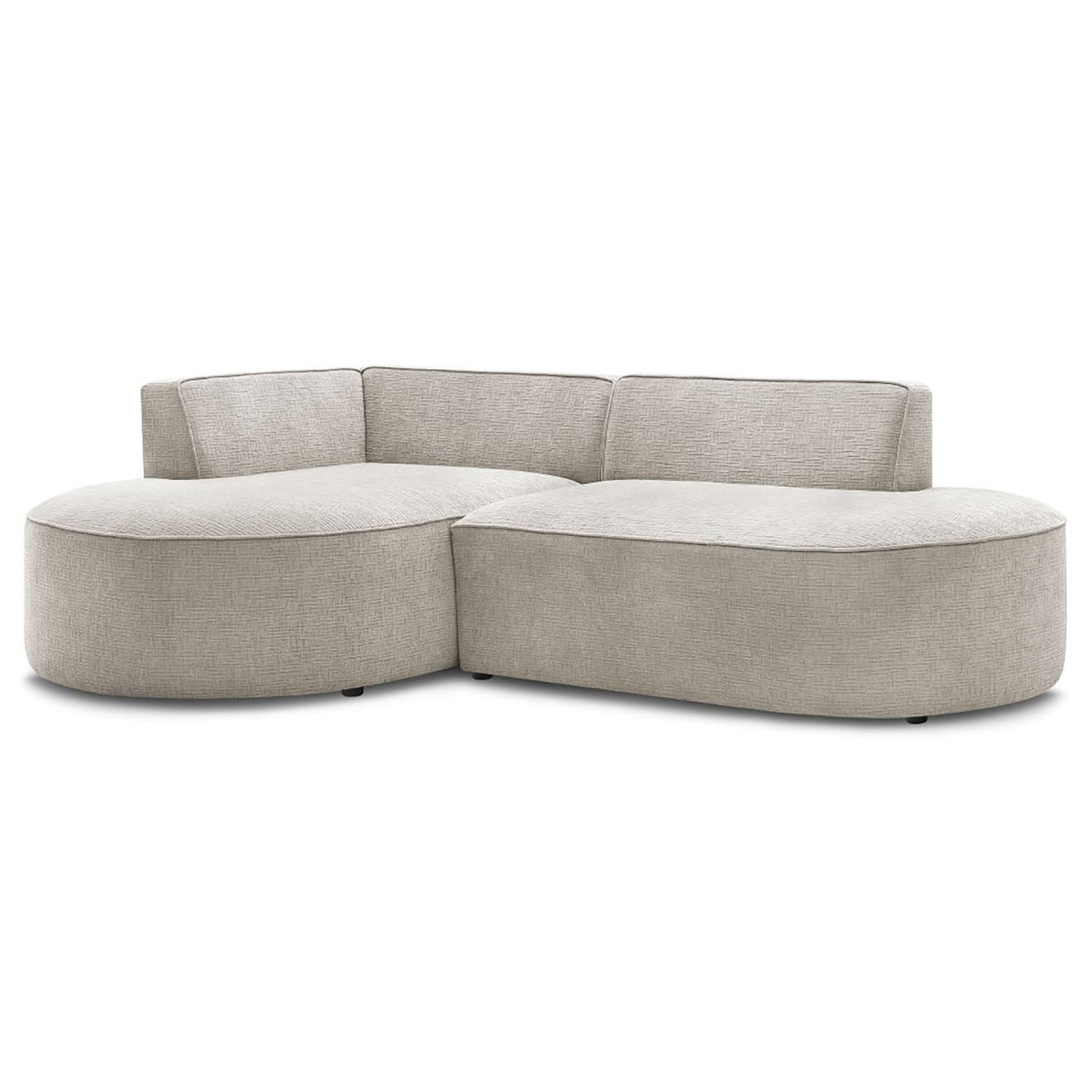 Bobochic Canapé d'angle gauche fixe 4 places Rousseau texturé beige - 250x160x72 cm