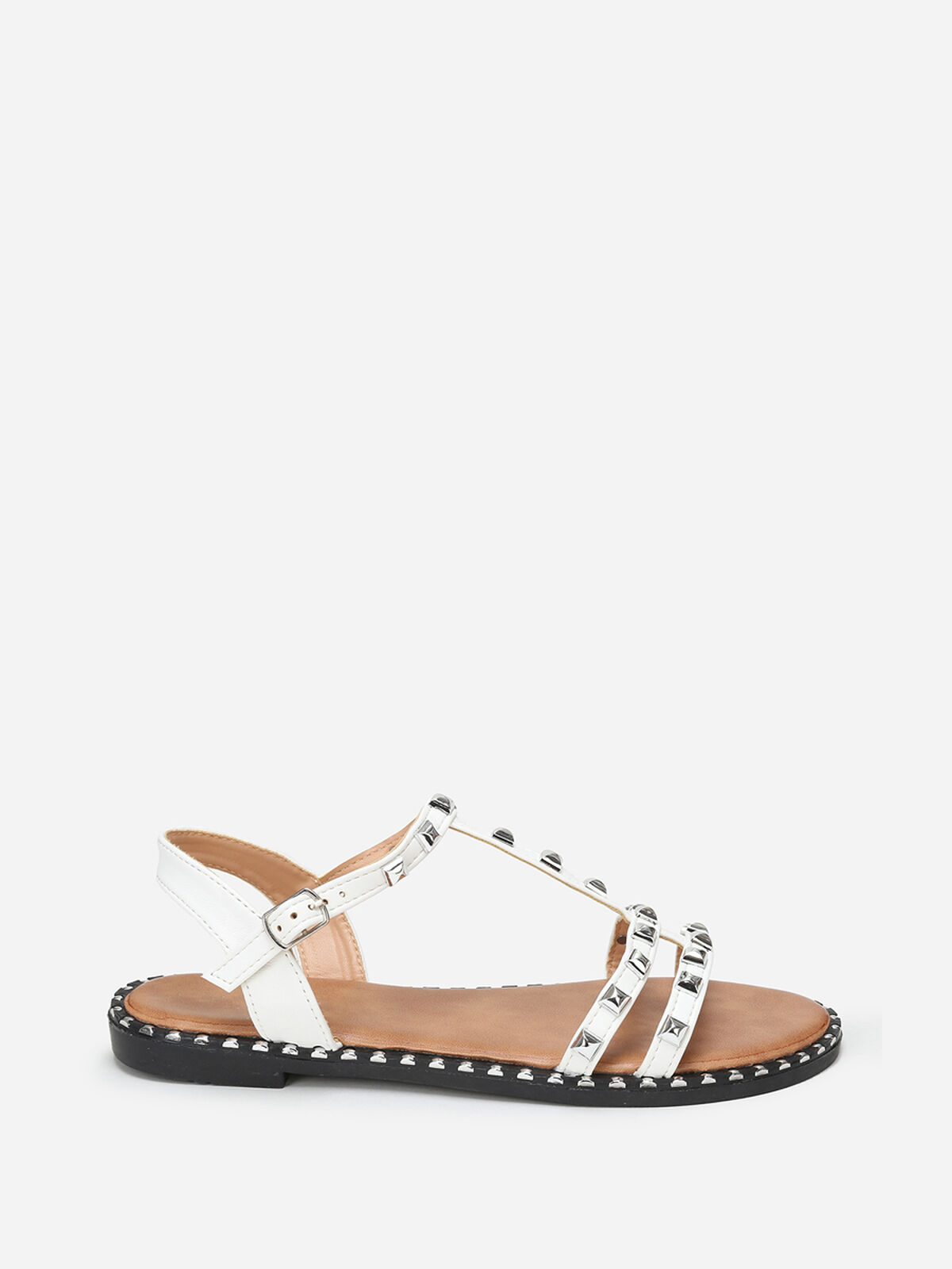 Sandales à fines brides avec clous- Blanc