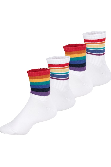 Tennissocken, 4er-Pack, bunte Ringel, bis 43-46
