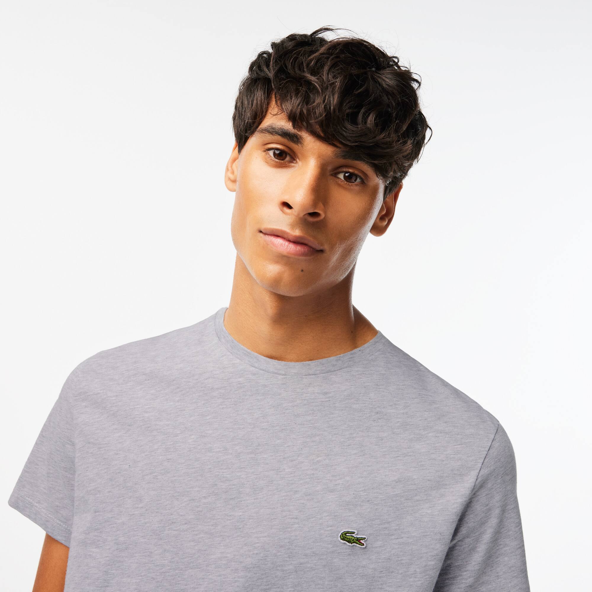 Rundhals-Shirt aus Pima-Baumwolljersey T-Shirts - Grau - Lacoste - Herren
