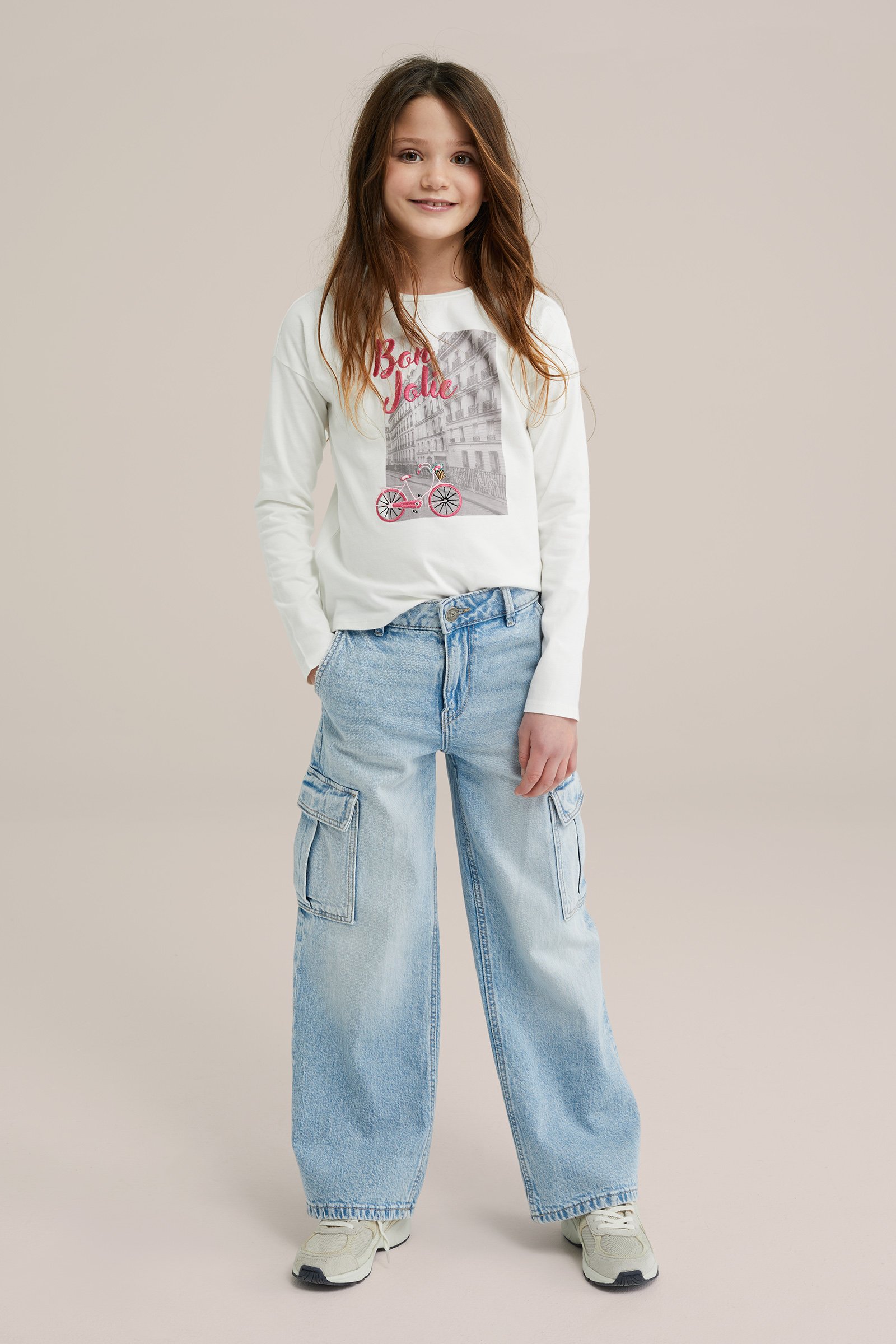 Meisjes T-shirt met opdruk WE Fashion Wit