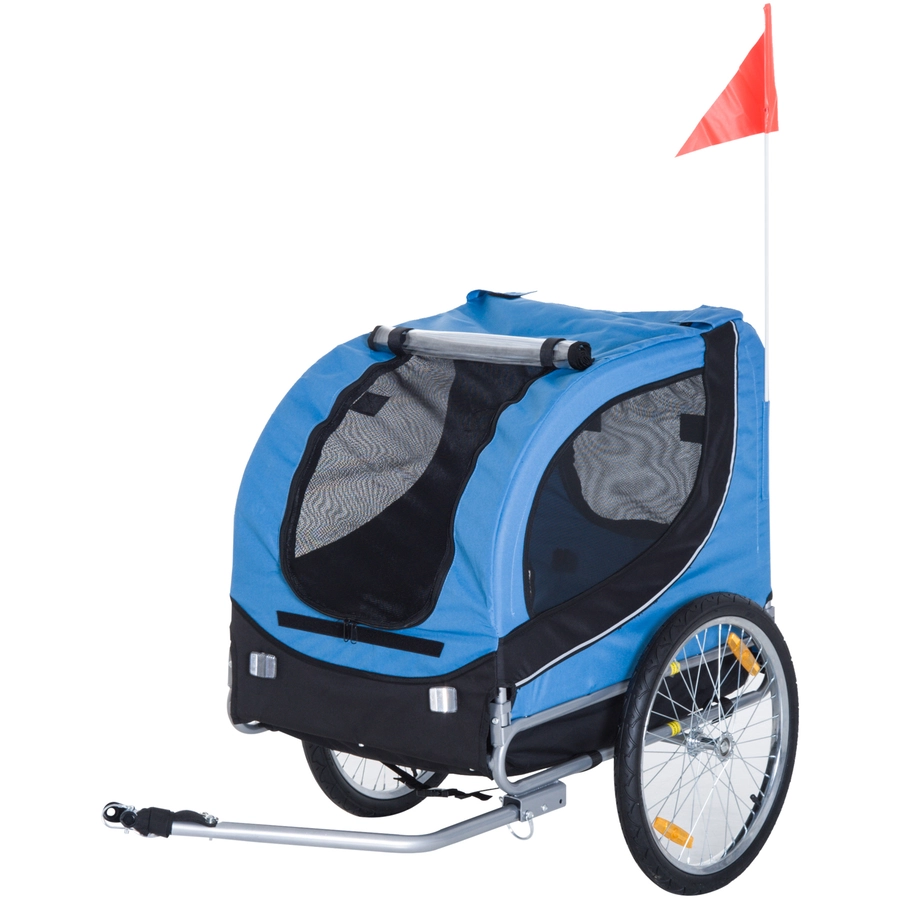 PawHut Hundeanhänger mit Sicherheitswimpel blau, schwarz