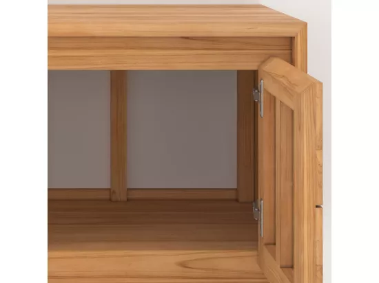 Meuble de salle de bain suspendu en bois de teck 90 cm - Hera