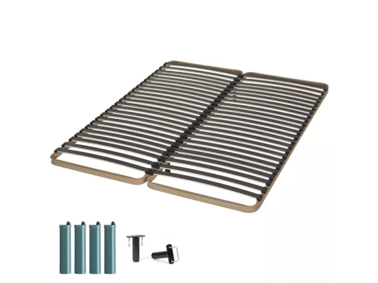 Sommier à lattes + pieds 2x80x200 C224 - 48 lattes bois - Fabrication française