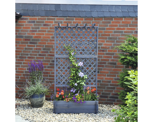 Houten trellisbak met pergola 102 x 65 x 200 cm grijs