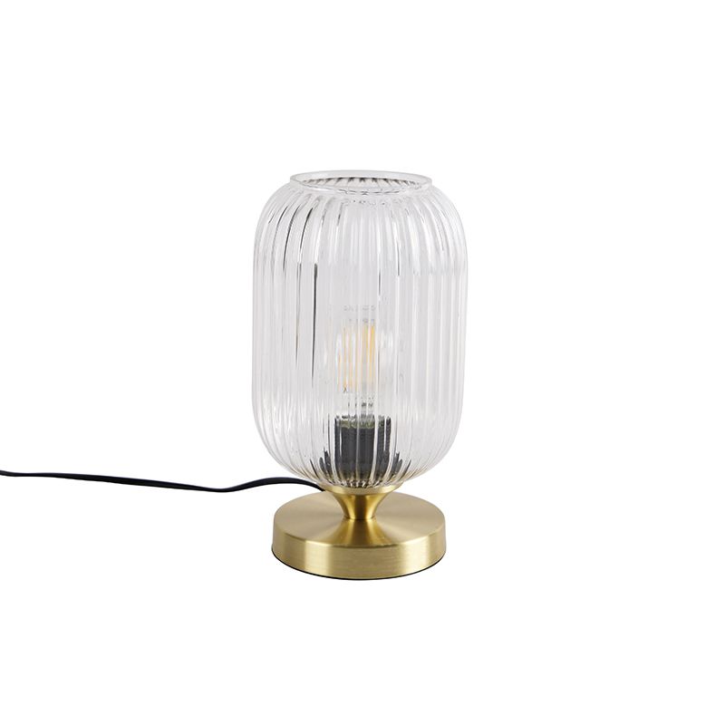 Art deco tafellamp messing met glas - Banci
