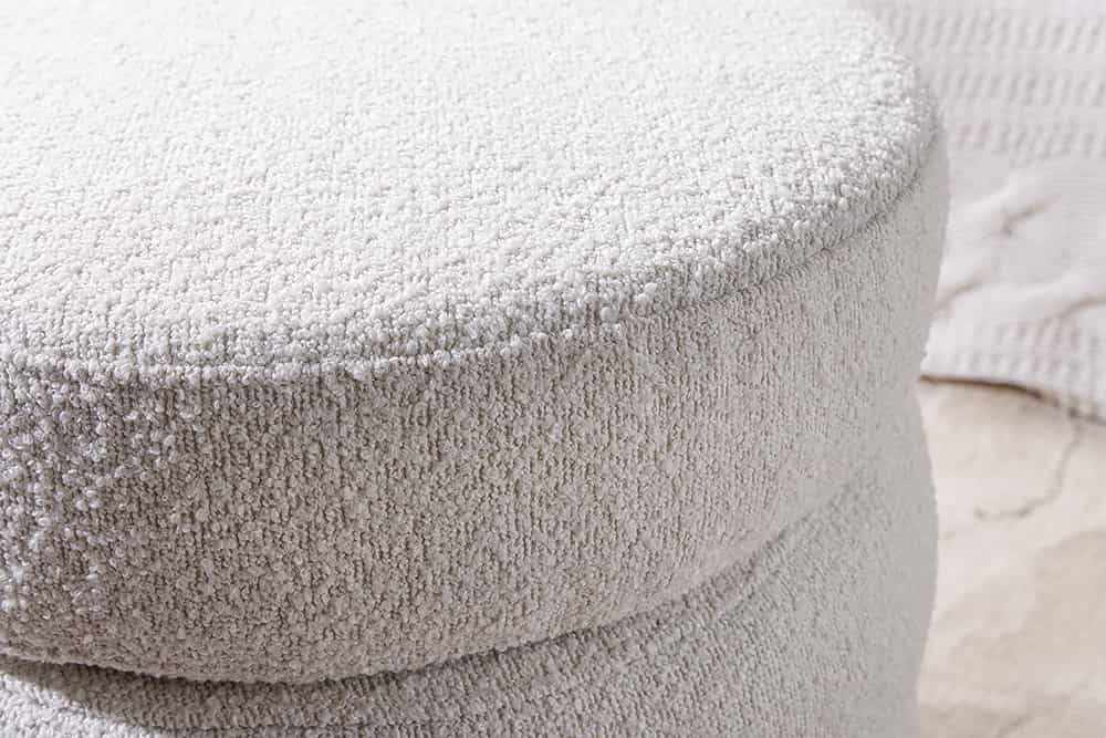 Runder Hocker VOGUE 50cm creme weiß Bouclé Polsterhocker mit Stauraum