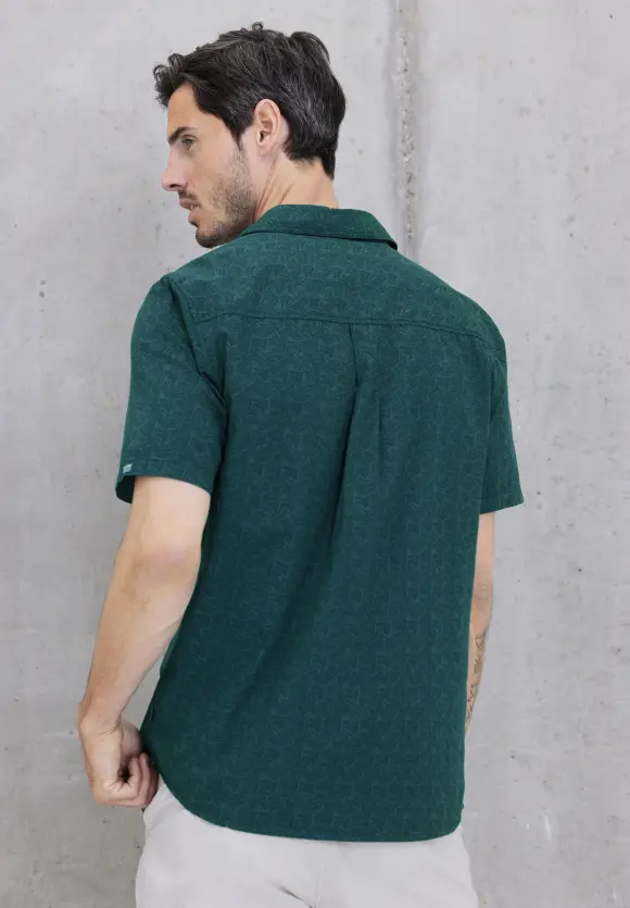 Kurzarmhemd mit Print - bottle green