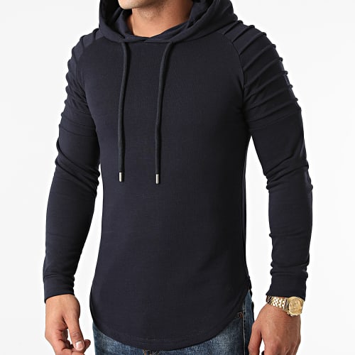 Lot De 2 Sweats Capuche Oversize 1288 Blanc Et Bleu Marine