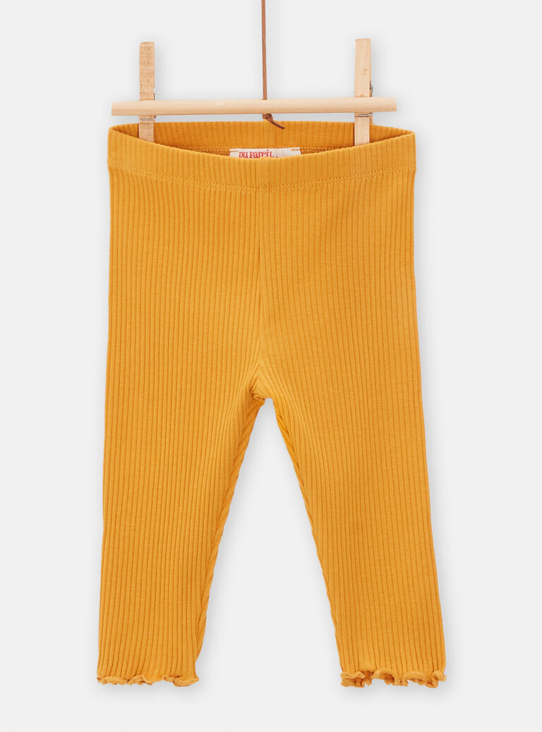 Legging côtelé jaune miel pour bébé fille