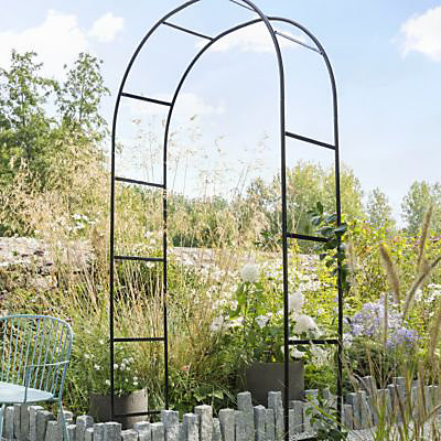 Arche double Blooma Makis en métal coloris noir L.120 x l.40 x H.240 cm