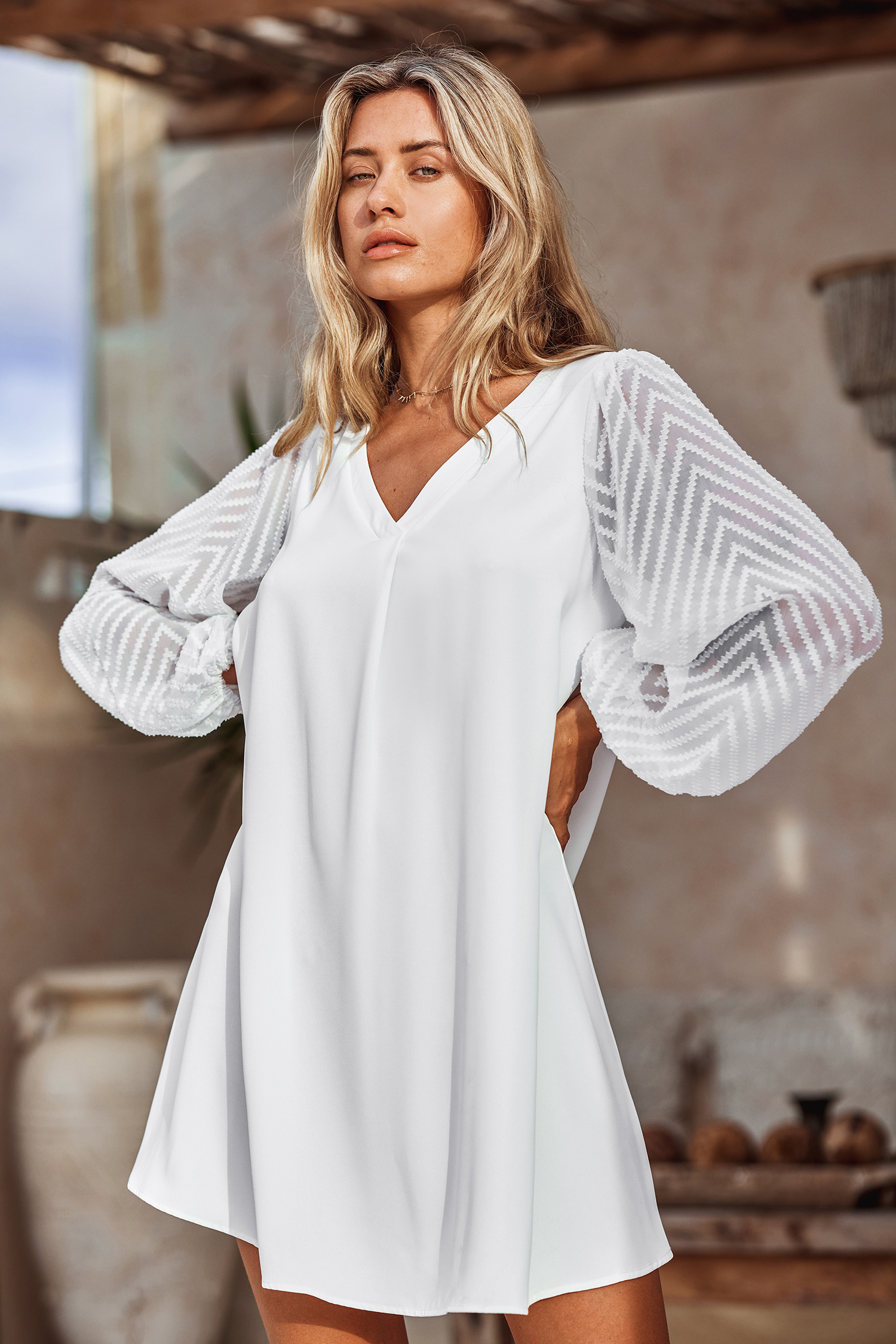 Robe mini à chevron
