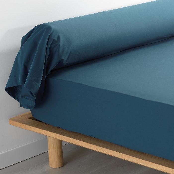 TAIE DE TRAVERSIN 85 X 185 CM PERCALE UNI 78 FILS BLEU