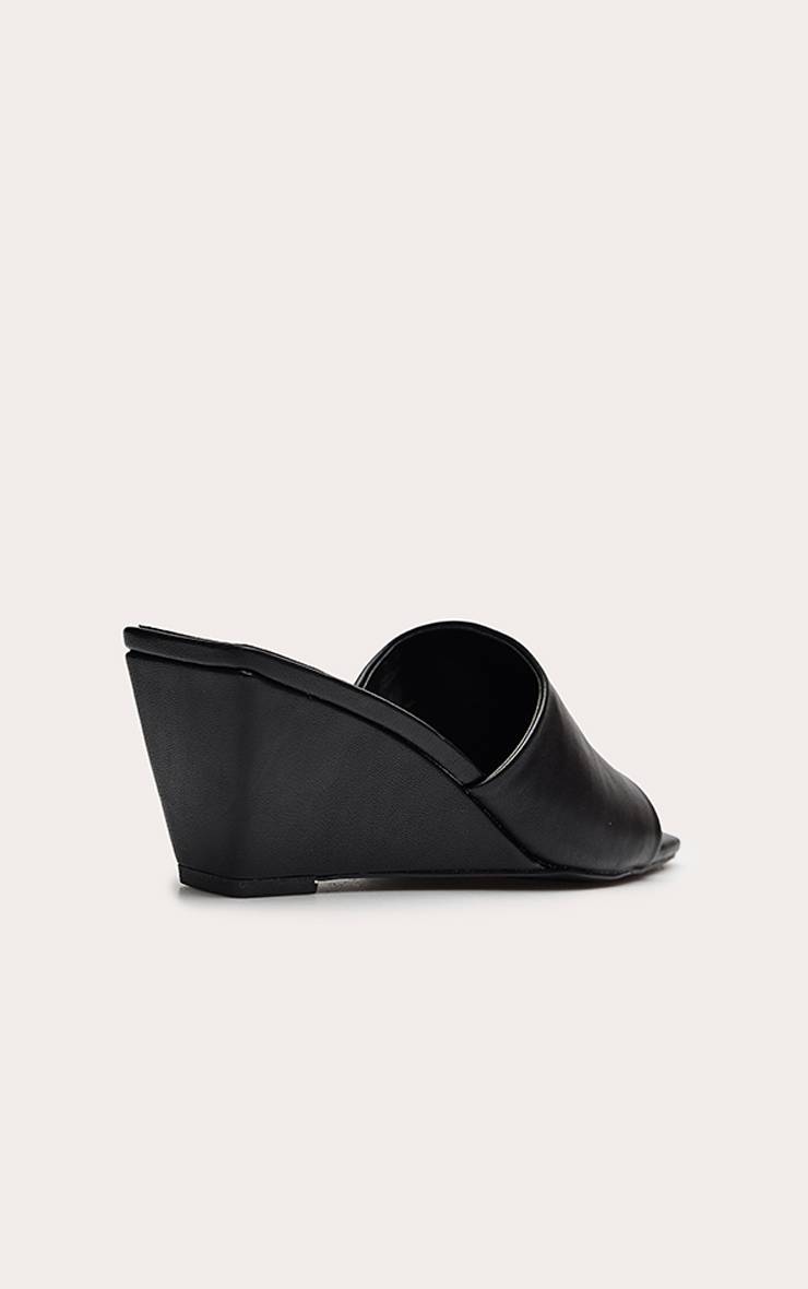 Noir Mules Compensées À Bout Carré En Synthétique