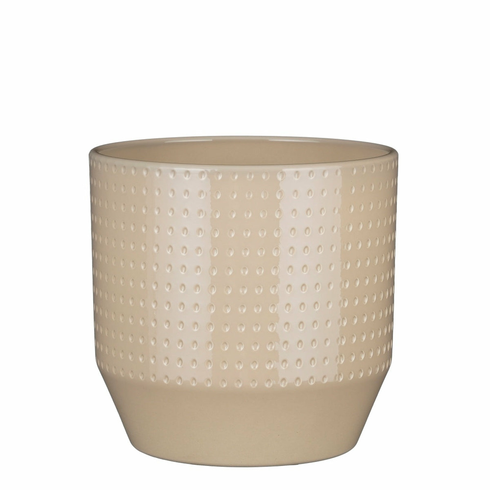 Mica decorations pot de fleur nola - 21.5x21.5x21 cm - céramique - beige