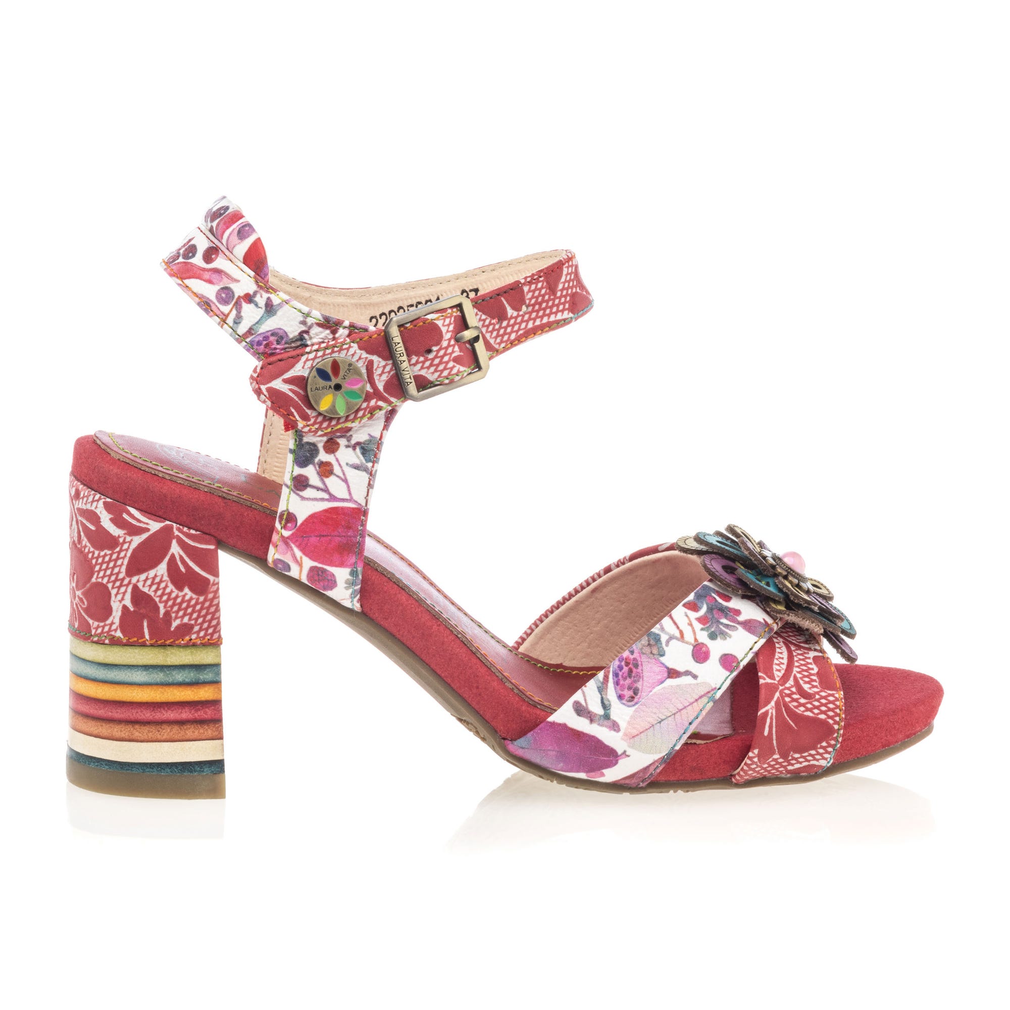 Nu-pieds à talon Femme en cuir rouge