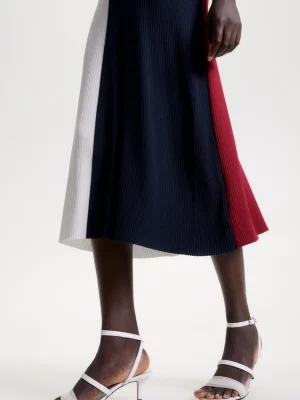 Vestido polo midi slim fit com blocos de cores