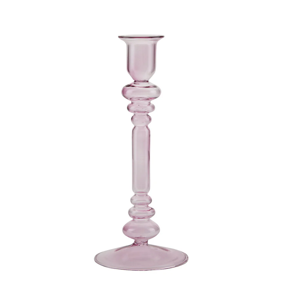 Bahne Interior  Glas lysestage, rosa - H28,5 cm