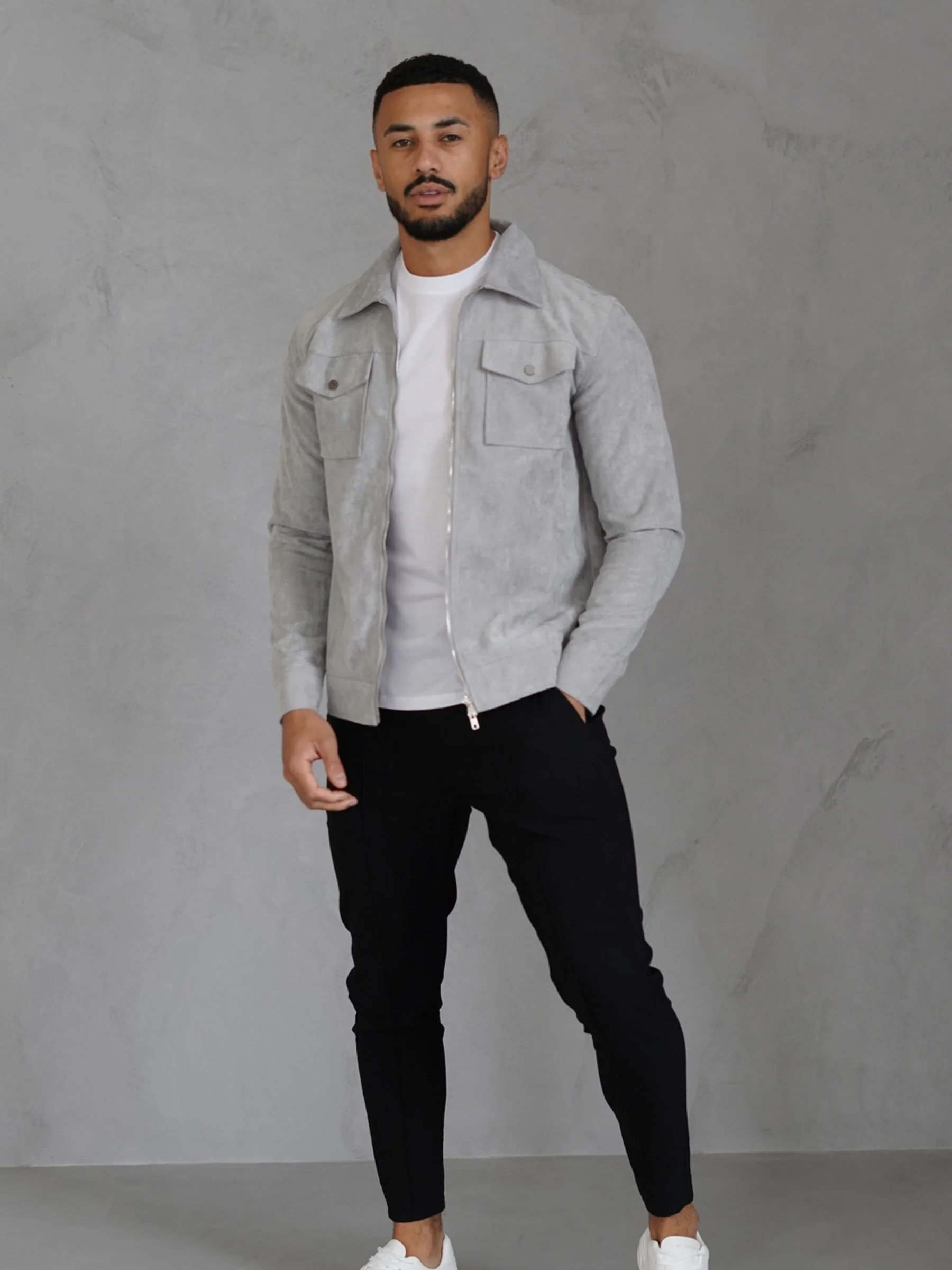 Grijs - CAPO Faux Suede Jacket