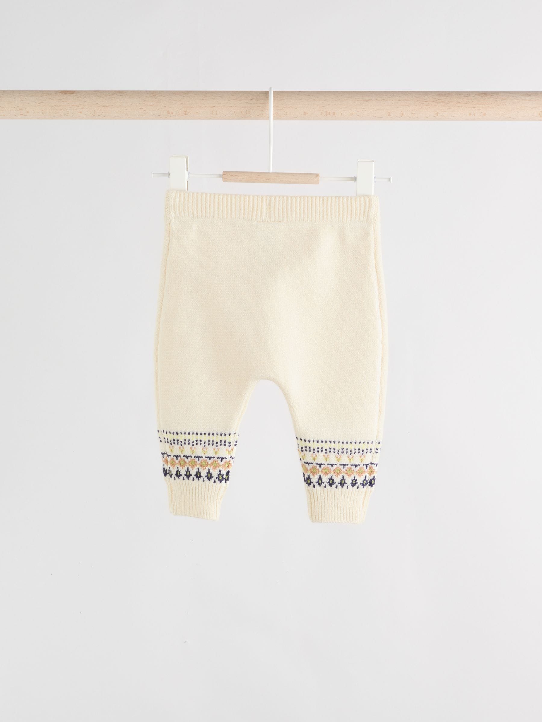 Crèmekleurig met fairislemotief - Babyset van gebreide top en legging (0mnd-2jr)
