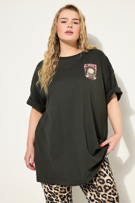 Oversized-Shirt, Rücken-Print, Rundhals, Halbarm