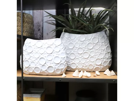 Vase en céramique blanc 35.5 x 14.5 x 26 cm