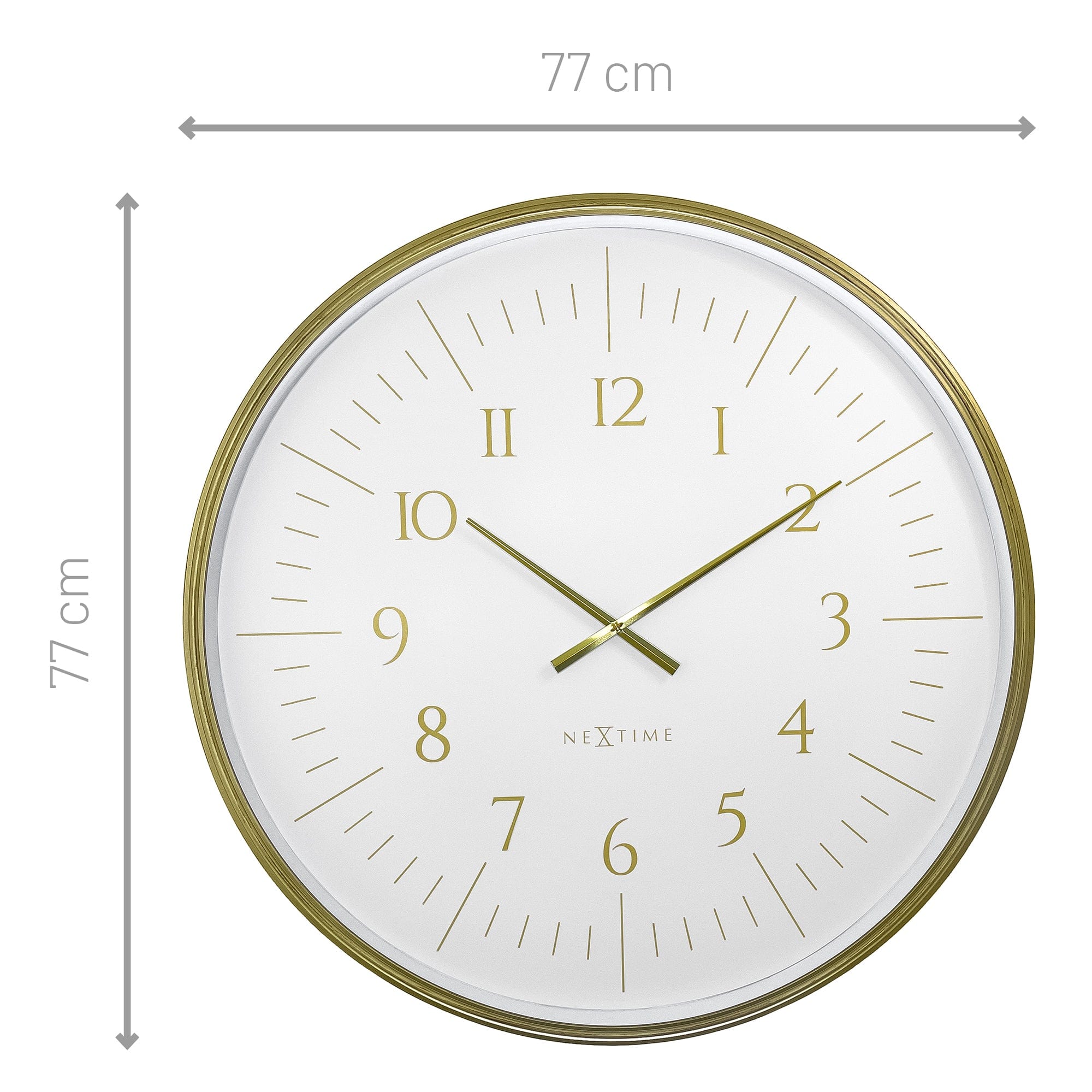 NeXtime - Wandklok 77 cm-Goud|Wit-Plastic-NeXtime 'Galaxy Large'