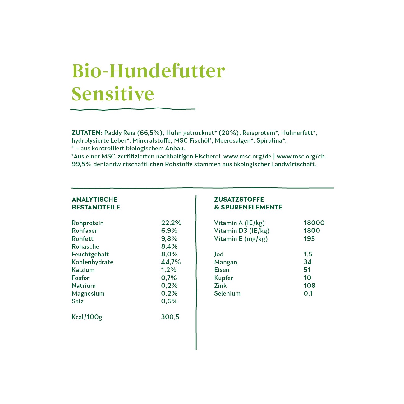 Yarrah Bio Adult Trockenfutter Sensitive Huhn & Reis 2 kg