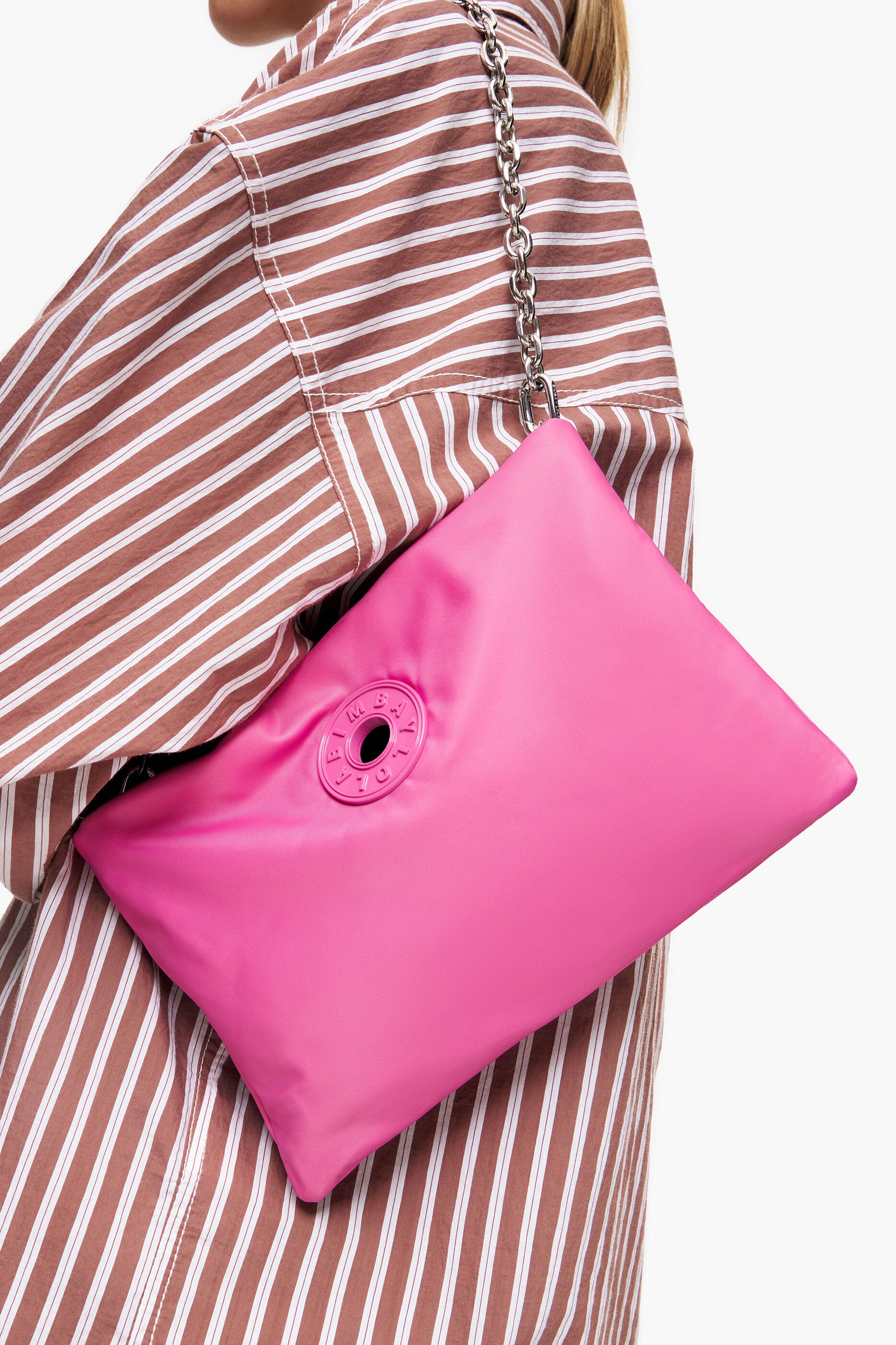 Bolsa de ombro XS rosa em nylon
