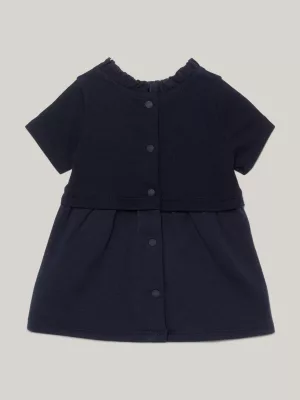 Vestido curto essencial com gola de babados
