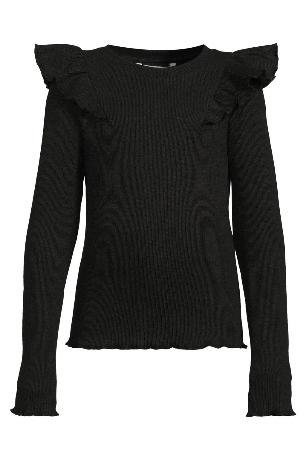 Coolcat longsleeve met ruches Megan zwart