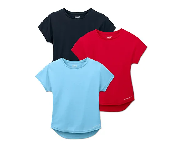 3 Mädchen-Funktionsshirts mit recyceltem Material