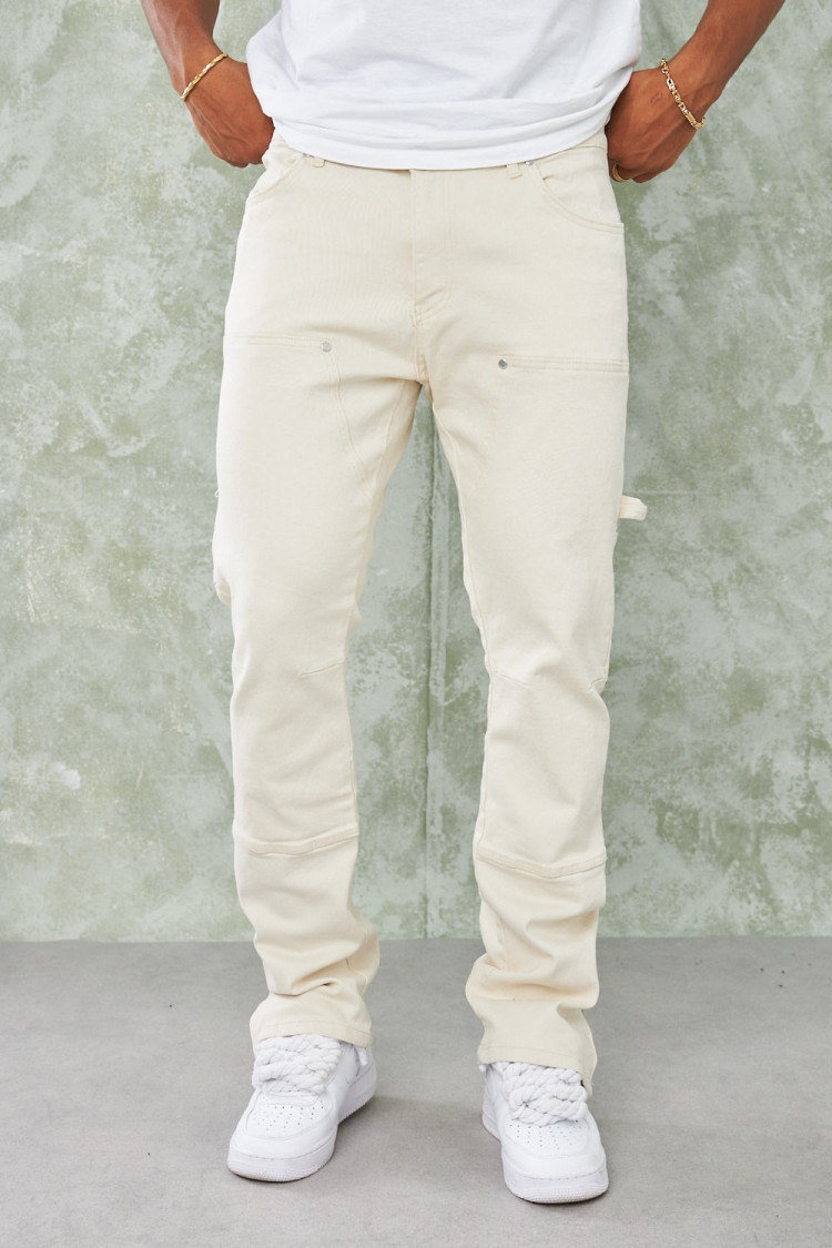 Jean beige à empiècement