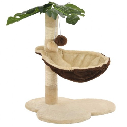 Arranhador com poste de sisal, marrom e bege