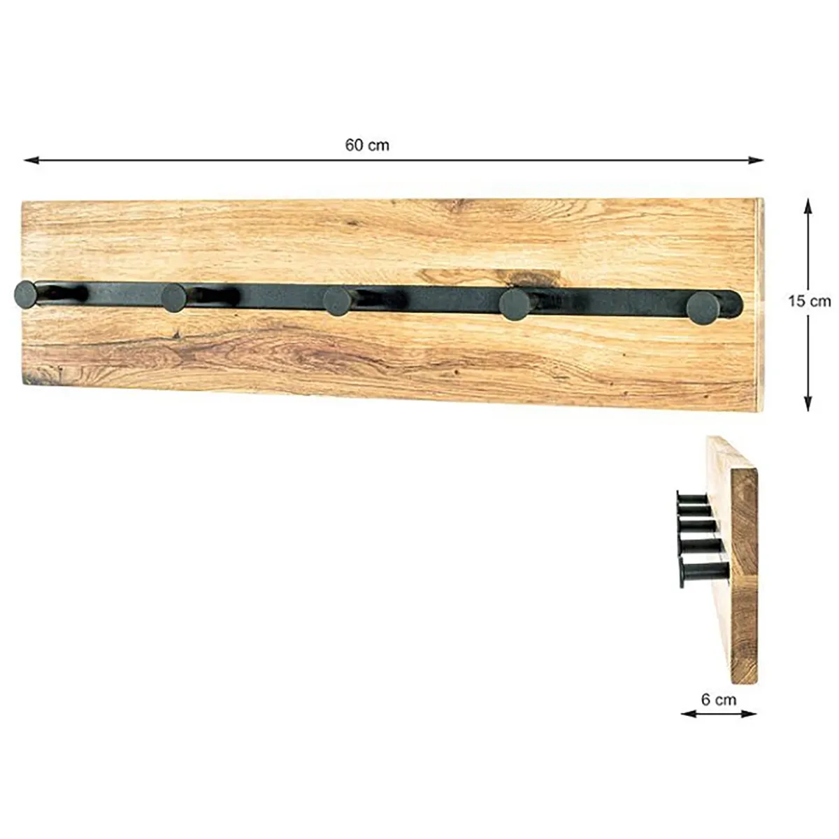 pegane Patère Murale Chêne et Métal