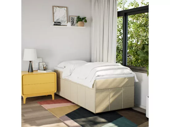 Sommier à lattes de lit et matelas Crème 90x190 cm Tissu