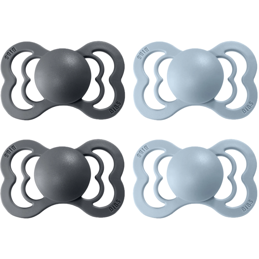 BIBS® Schnuller Supreme Baby Blue  Iron Latex 6-36 Monate, 4 Stk.