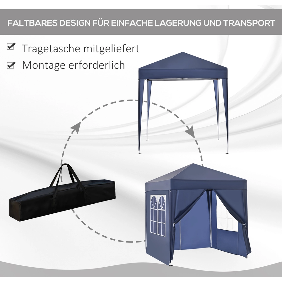 Outsunny Pavillon mit integrierten Klettverschlüssen blau
