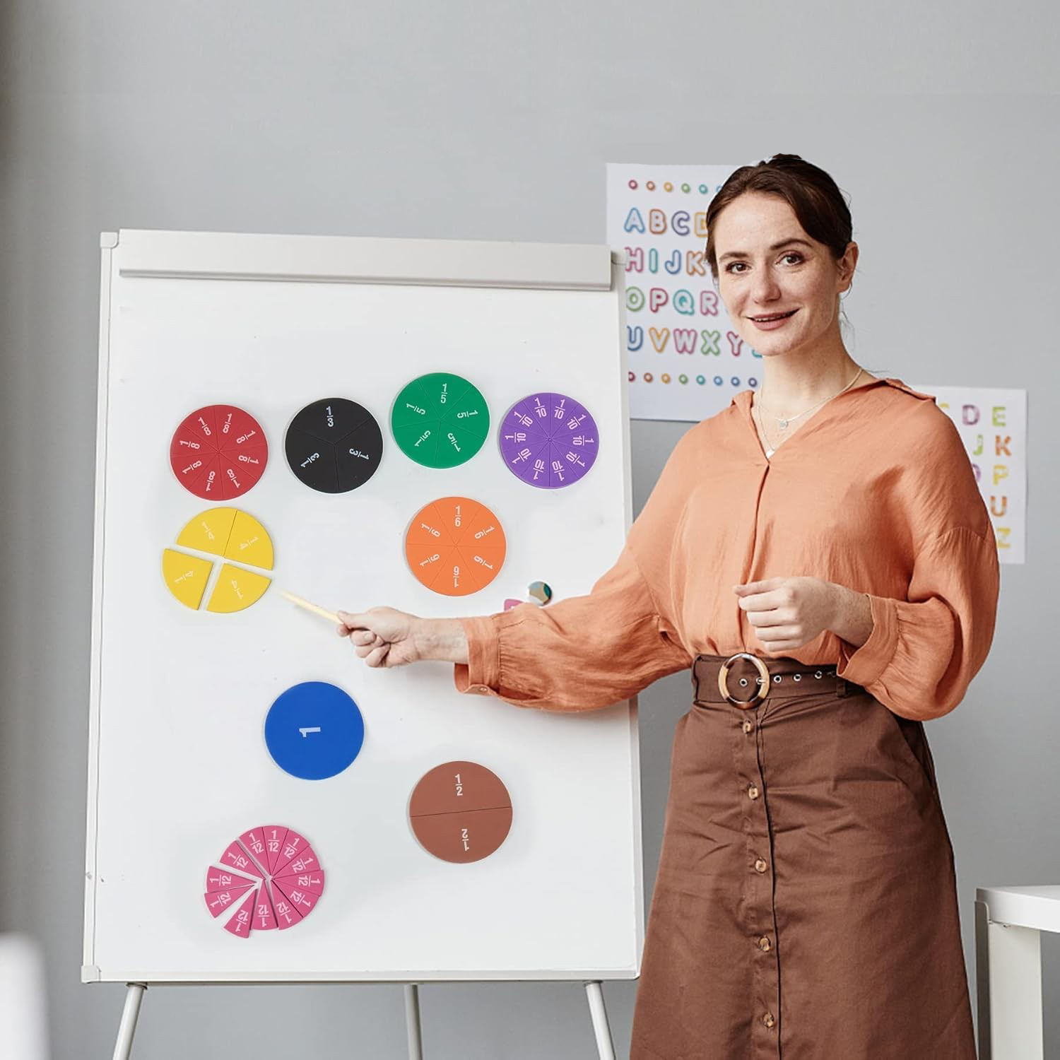 (9er Set) Magnetisches Mathematik Spielzeug Bruchrechnen Pädagogisches Montessori Zahlen Lernspiel - Bunt