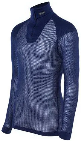 Brynje Unisex Super Thermo Zip Polo Shirt Navy